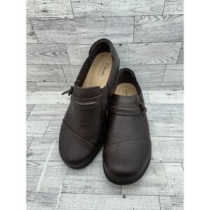 Clarks Collection Shoes Womens Size 8.5 Leather Slip On Comfort Walking Casual
